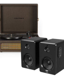 Crosley Voyager Bluetooth Portable Turntable - Coca + Bundled Majority D40 Bluetooth Speakers - Black