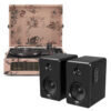 Crosley Voyager Bluetooth Portable Turntable - Floral + Bundled Majority D40 Bluetooth Speakers - Black
