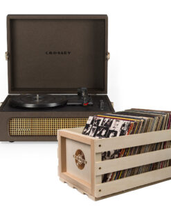 Crosley Voyager Bluetooth Portable Turntable - Coca + Bundled Record Storage Crate