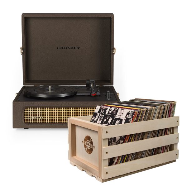Crosley Voyager Bluetooth Portable Turntable - Coca + Bundled Record Storage Crate
