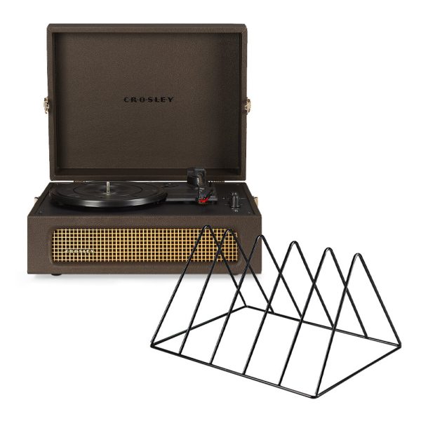 Crosley Voyager Bluetooth Portable Turntable - Coca + Gadhouse Vinyl Rack Bundle - Black