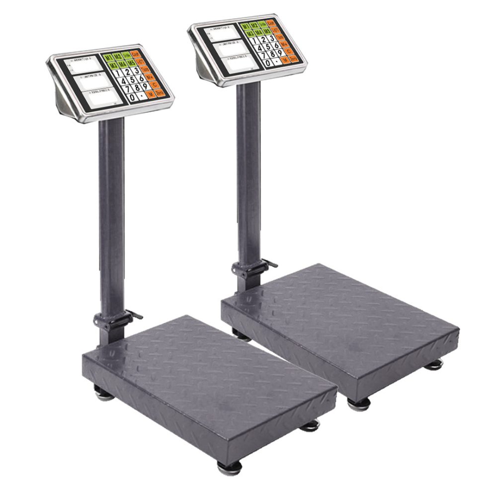 1-SOGA 2X 150kg Electronic Digital Platform Scale Computing Shop Postal Weight Black
