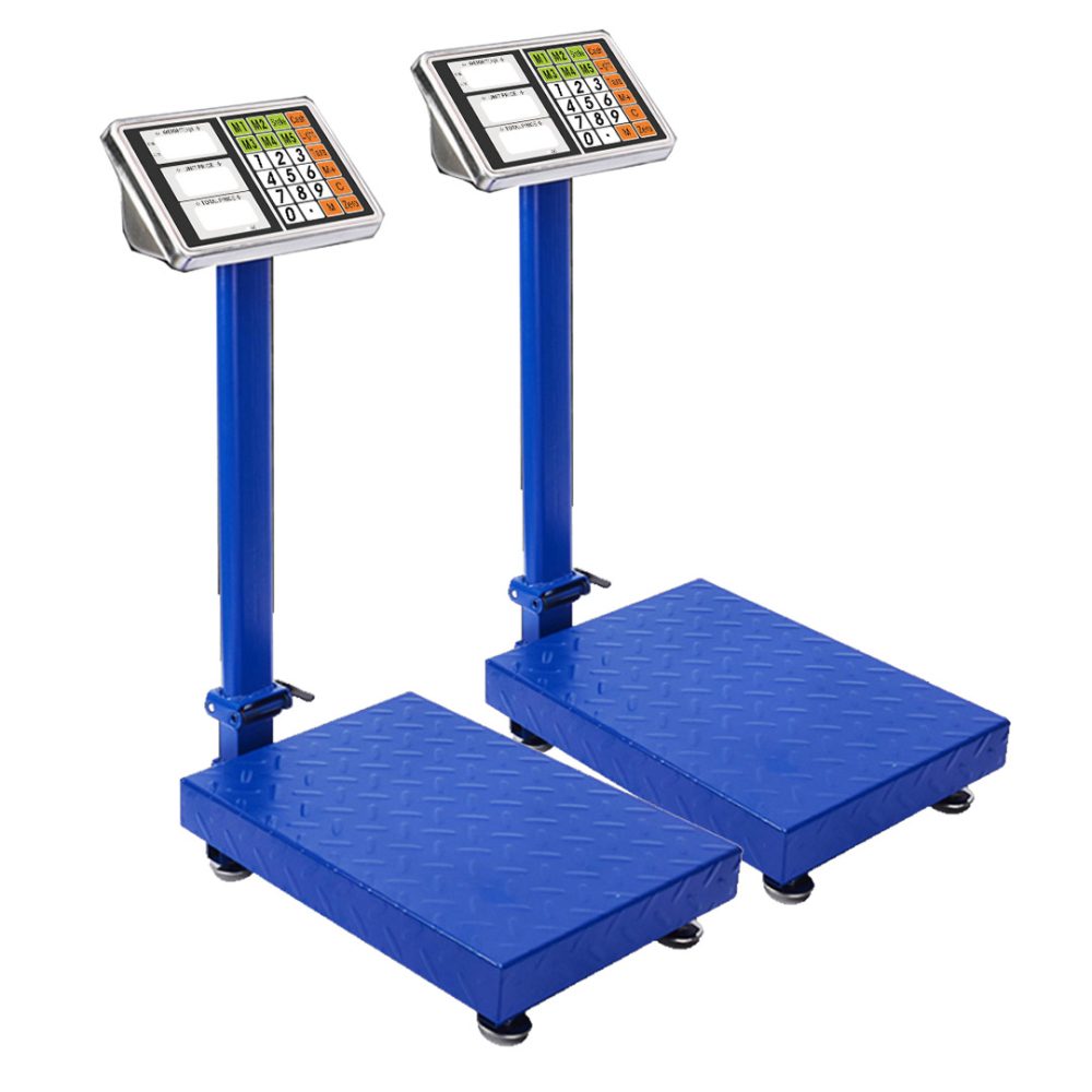 1-SOGA 2X 150kg Electronic Digital Platform Scale Computing Shop Postal Weight Blue