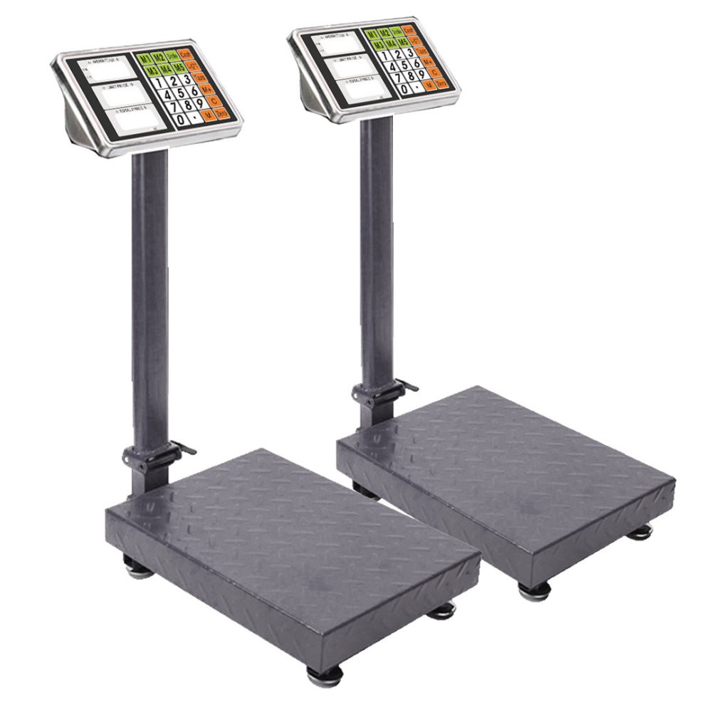 1-SOGA 2X 300kg Electronic Digital Platform Scale Computing Shop Postal Weight Black