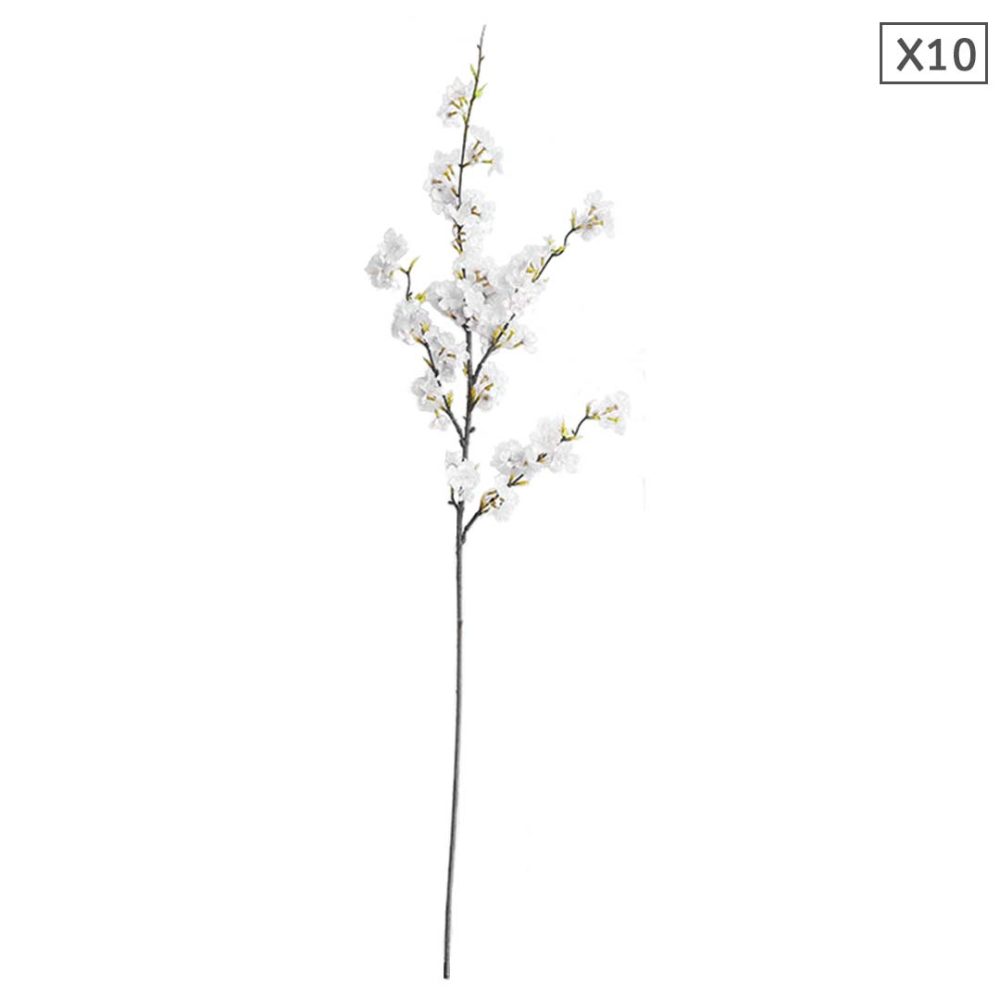 1-SOGA 10X Artificial Silk Flower Fake Cherry Blossom Bouquet Table Decor White