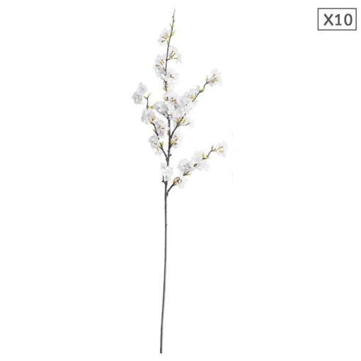 1-SOGA 10X Artificial Silk Flower Fake Cherry Blossom Bouquet Table Decor White