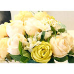 4-SOGA 3pcs Artificial Silk with 15 Heads Flower Fake Rose Bouquet Table Decor White