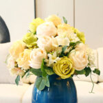 5-SOGA 3pcs Artificial Silk with 15 Heads Flower Fake Rose Bouquet Table Decor White