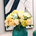 6-SOGA 3pcs Artificial Silk with 15 Heads Flower Fake Rose Bouquet Table Decor White