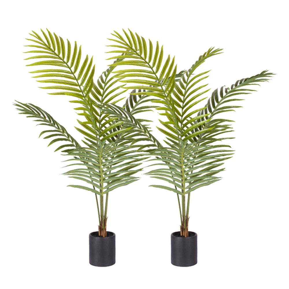 1-SOGA 2X 120cm Green Artificial Indoor Rogue Areca Palm Tree Fake Tropical Plant Home Office Decor