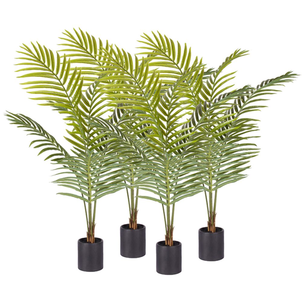 1-SOGA 4X 120cm Green Artificial Indoor Rogue Areca Palm Tree Fake Tropical Plant Home Office Decor