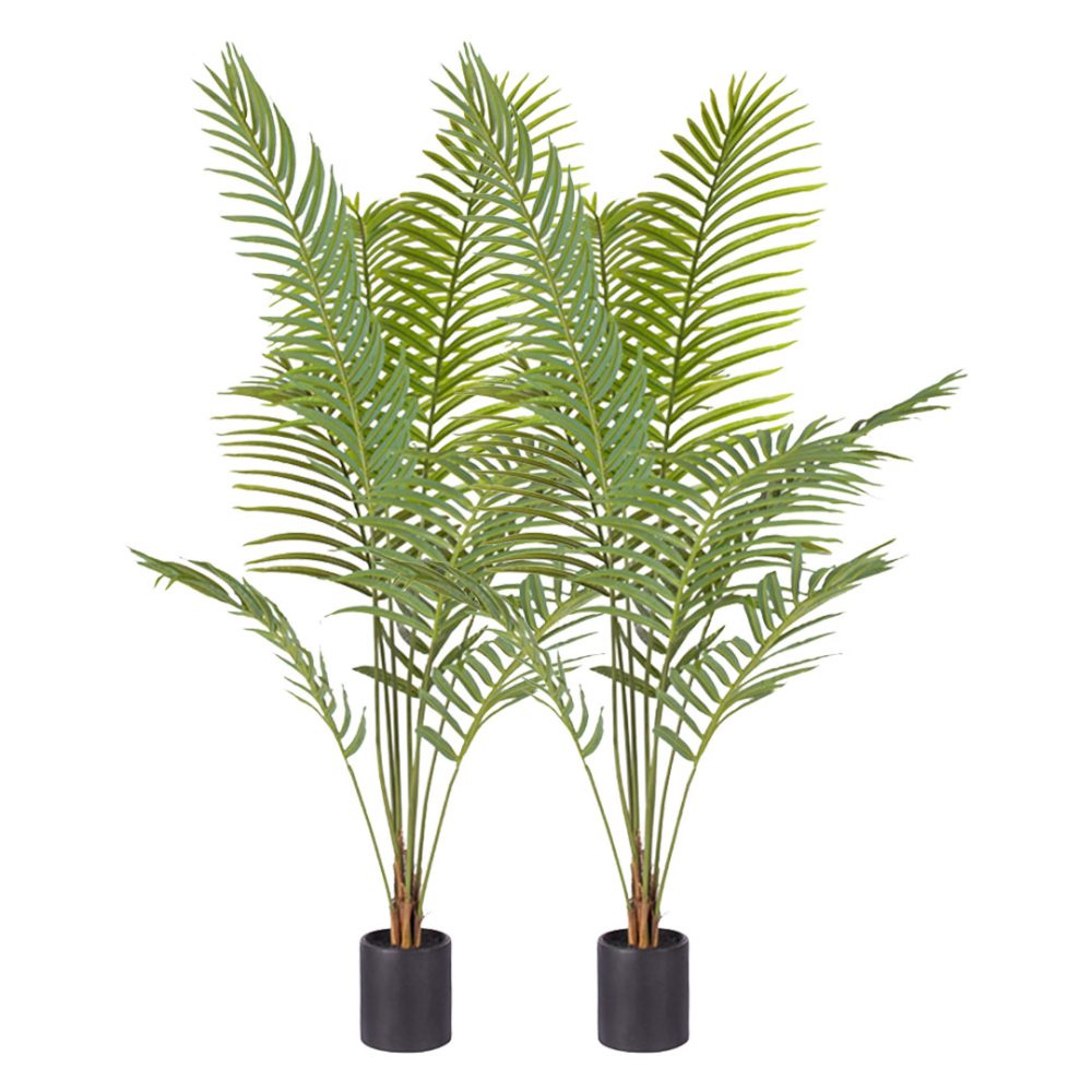 1-SOGA 2X 180cm Green Artificial Indoor Rogue Areca Palm Tree Fake Tropical Plant Home Office Decor