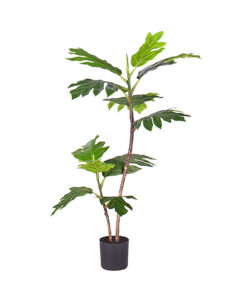 1-SOGA 90cm 2-Trunk Artificial Natural Green Split-Leaf Philodendron Tree Fake Tropical Indoor Plant Home Office Decor