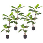 1-SOGA 4X 90cm 2-Trunk Artificial Natural Green Split-Leaf Philodendron Tree Fake Tropical Indoor Plant Home Office Decor