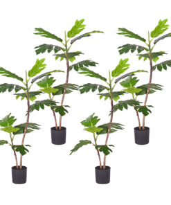 1-SOGA 4X 90cm 2-Trunk Artificial Natural Green Split-Leaf Philodendron Tree Fake Tropical Indoor Plant Home Office Decor