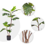 4-SOGA 4X 90cm 2-Trunk Artificial Natural Green Split-Leaf Philodendron Tree Fake Tropical Indoor Plant Home Office Decor