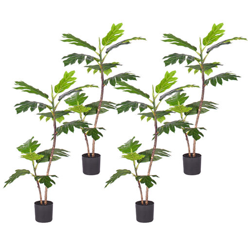 1-SOGA 4X 90cm 2-Trunk Artificial Natural Green Split-Leaf Philodendron Tree Fake Tropical Indoor Plant Home Office Decor