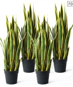 1-SOGA 4X 70cm Artificial Indoor Yellow Edge Tiger Piran Fake Decoration Tree Flower Pot Plant