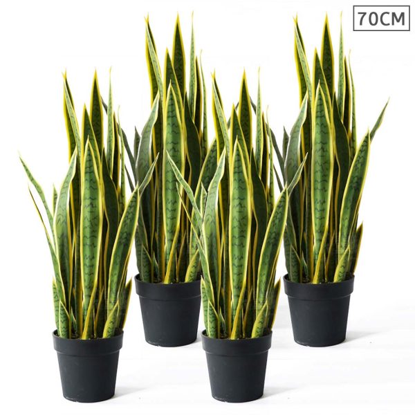 1-SOGA 4X 70cm Artificial Indoor Yellow Edge Tiger Piran Fake Decoration Tree Flower Pot Plant