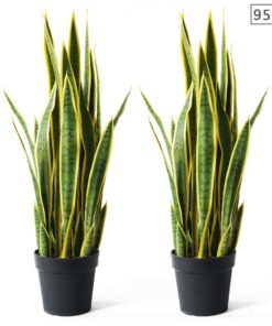 1-SOGA 2X 95cm Artificial Indoor Yellow Edge Tiger Piran Fake Decoration Tree Flower Pot Plant