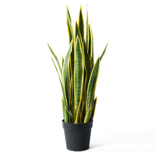 1-SOGA 50cm Artificial Indoor Yellow Edge Tiger Piran Fake Decoration Tree Flower Pot Plant