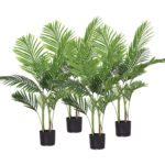 1-SOGA 4X 145cm Green Artificial Indoor Swallowtail Sunflower Tree Fake Plant Simulation Decorative