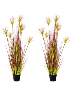 1-SOGA 2X 120cm Green Artificial Indoor Potted Papyrus Plant Tree Fake Simulation Decorative