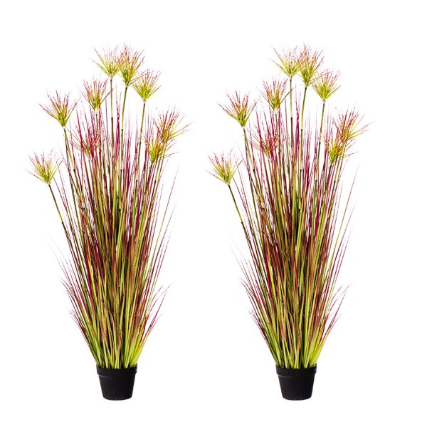 1-SOGA 2X 150cm Purple-Red Artificial Indoor Potted Papyrus Plant Tree Fake Simulation Decorative