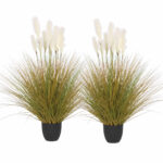 1-SOGA 2X 137cm Artificial Indoor Potted Reed Bulrush Grass Tree Fake Plant Simulation Decorative