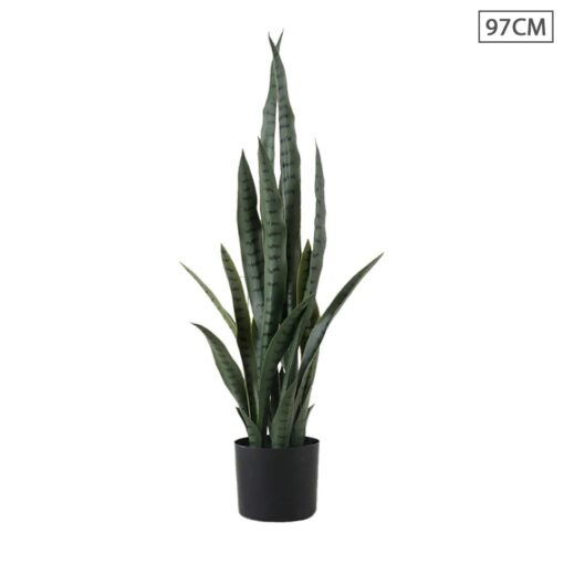 1-SOGA 97cm Sansevieria Snake Artificial Plants with Black Plastic Planter Greenery