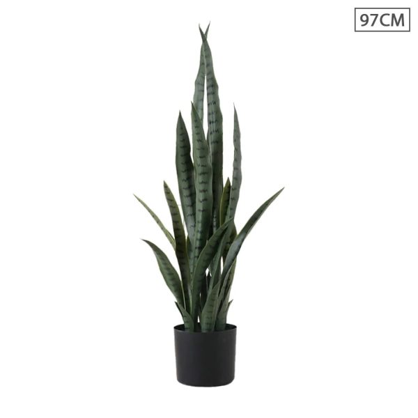 1-SOGA 97cm Sansevieria Snake Artificial Plants with Black Plastic Planter Greenery
