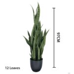2-SOGA 2X 97cm Sansevieria Snake Artificial Plants with Black Plastic Planter Greenery