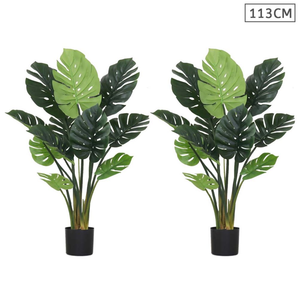 1-SOGA 2X 113cm Artificial Indoor Potted Turtle Back Fake Decoration Tree Flower Pot Plant
