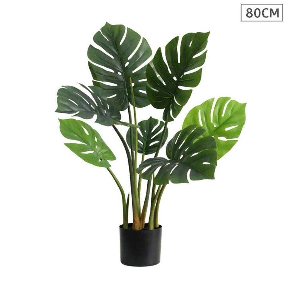 1-SOGA 80cm Artificial Indoor Potted Turtle Back Fake Decoration Tree Flower Pot Plant