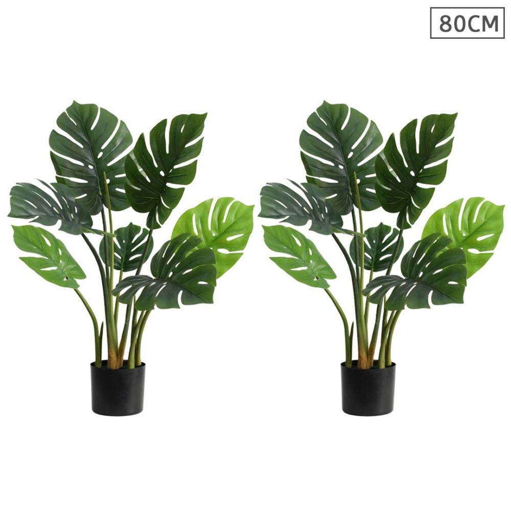 1-SOGA 2X 80cm Artificial Indoor Potted Turtle Back Fake Decoration Tree Flower Pot Plant