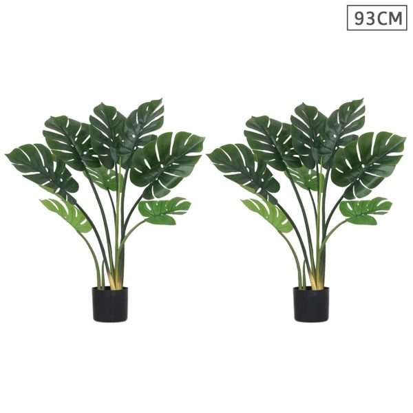1-SOGA 2X 93cm Artificial Indoor Potted Turtle Back Fake Decoration Tree Flower Pot Plant