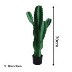 2-SOGA 70cm Green Artificial Indoor Cactus Tree Fake Plant Simulation Decorative 5 Heads