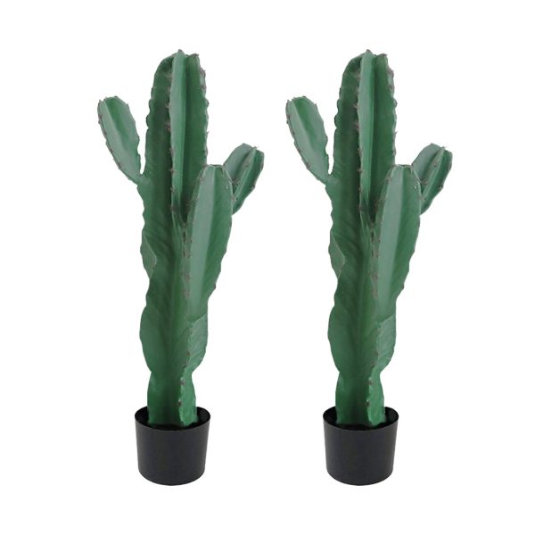 1-SOGA 2X 70cm Green Artificial Indoor Cactus Tree Fake Plant Simulation Decorative 5 Heads