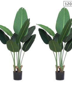 1-SOGA 2X 120cm Artificial Green Indoor Traveler Banana Fake Decoration Tree Flower Pot Plant