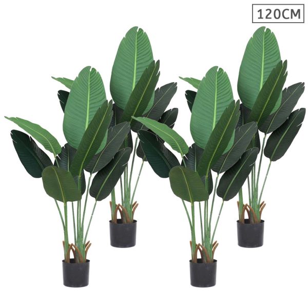 1-SOGA 4X 120cm Artificial Green Indoor Traveler Banana Fake Decoration Tree Flower Pot Plant