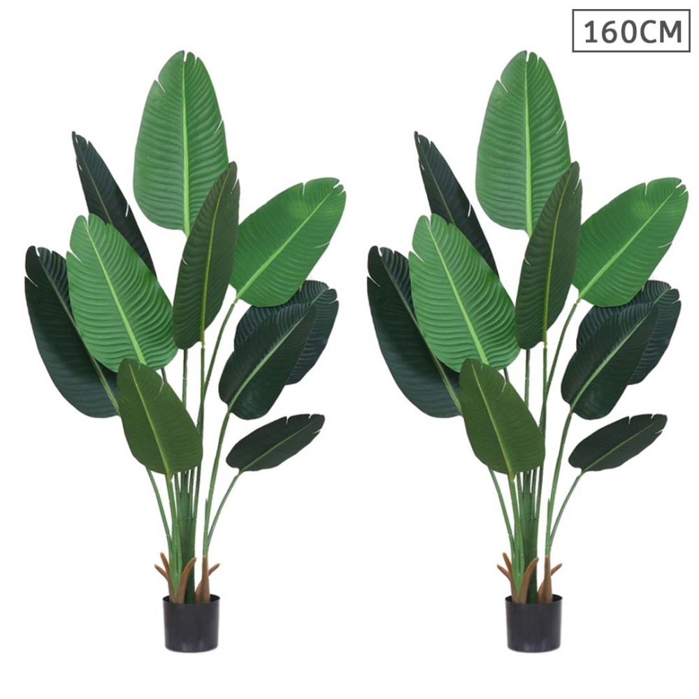 1-SOGA 2X 160cm Artificial Green Indoor Traveler Banana Fake Decoration Tree Flower Pot Plant