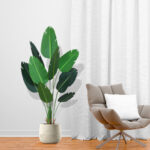 2-SOGA 180cm Artificial Bird of Paradise Plants Fake Tropical Palm Tree with 10 in Pot and Woven Seagrass Belly