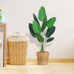 4-SOGA 180cm Artificial Bird of Paradise Plants Fake Tropical Palm Tree with 10 in Pot and Woven Seagrass Belly