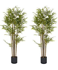 1-SOGA 2X 120cm Lucky Bamboo Tree Bambusa Vulgaris Artificial Plant w/ 7 Branches Home Accent Decor