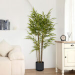 2-SOGA 2X 150cm Lucky Bamboo Tree Bambusa Vulgaris Artificial Plant w/ 7 Branches Home Accent Decor