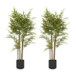 1-SOGA 2X 150cm Lucky Bamboo Tree Bambusa Vulgaris Artificial Plant w/ 7 Branches Home Accent Decor