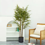 3-SOGA 2X 150cm Lucky Bamboo Tree Bambusa Vulgaris Artificial Plant w/ 7 Branches Home Accent Decor