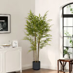 5-SOGA 2X 150cm Lucky Bamboo Tree Bambusa Vulgaris Artificial Plant w/ 7 Branches Home Accent Decor