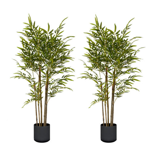 1-SOGA 2X 150cm Lucky Bamboo Tree Bambusa Vulgaris Artificial Plant w/ 7 Branches Home Accent Decor