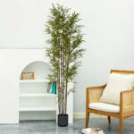 3-SOGA 2X 210cm Lucky Bamboo Tree Bambusa Vulgaris Artificial Plant w/ 7 Branches Home Accent Decor